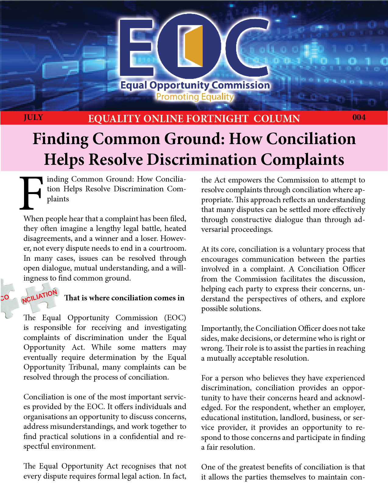 How Conciliation Helps Resolve Discrimination Complaints